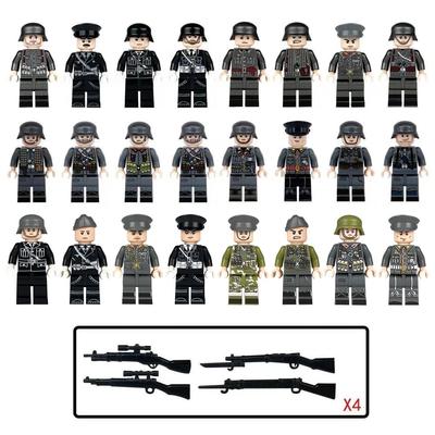 24 stücke Weltkrieg Deutschland Britische Armee Soldaten Gun Waffe Bausteine ​​Kit Ziegel Modell Kinder Spielzeug