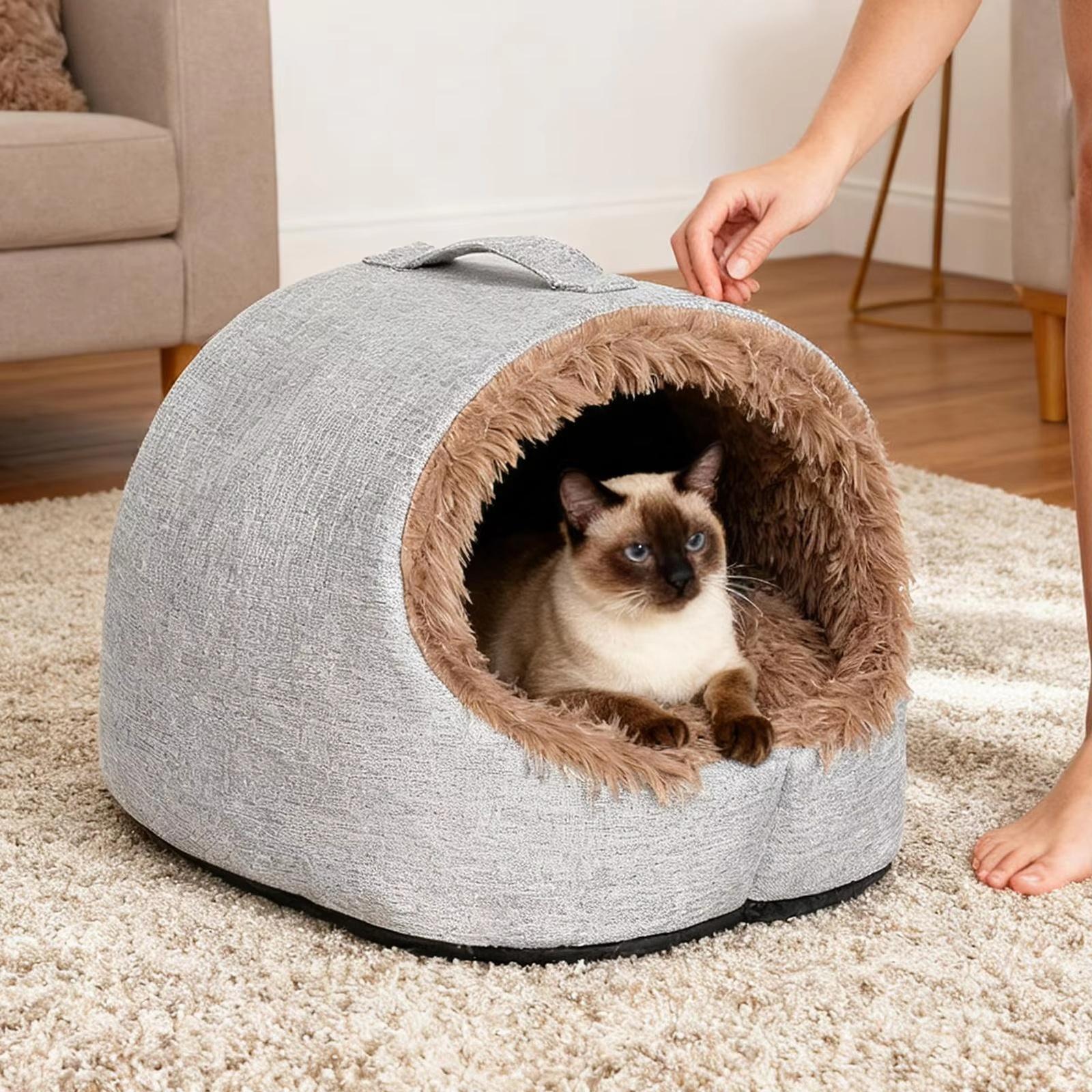 

Winter Warm Enclosed Bed, Slipper- Bed for Small Dogs Cats one size
