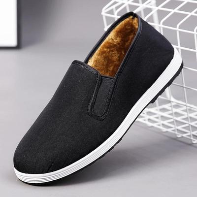 Schwarze Slipper aus Baumwolle mit weicher Sohle für Morgengymnastik im Winter – Alter Peking-Stil