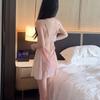 New summer ice silk burned flower suspender nightdress sexy pure style beautiful back lace lace with chest pad pajamas