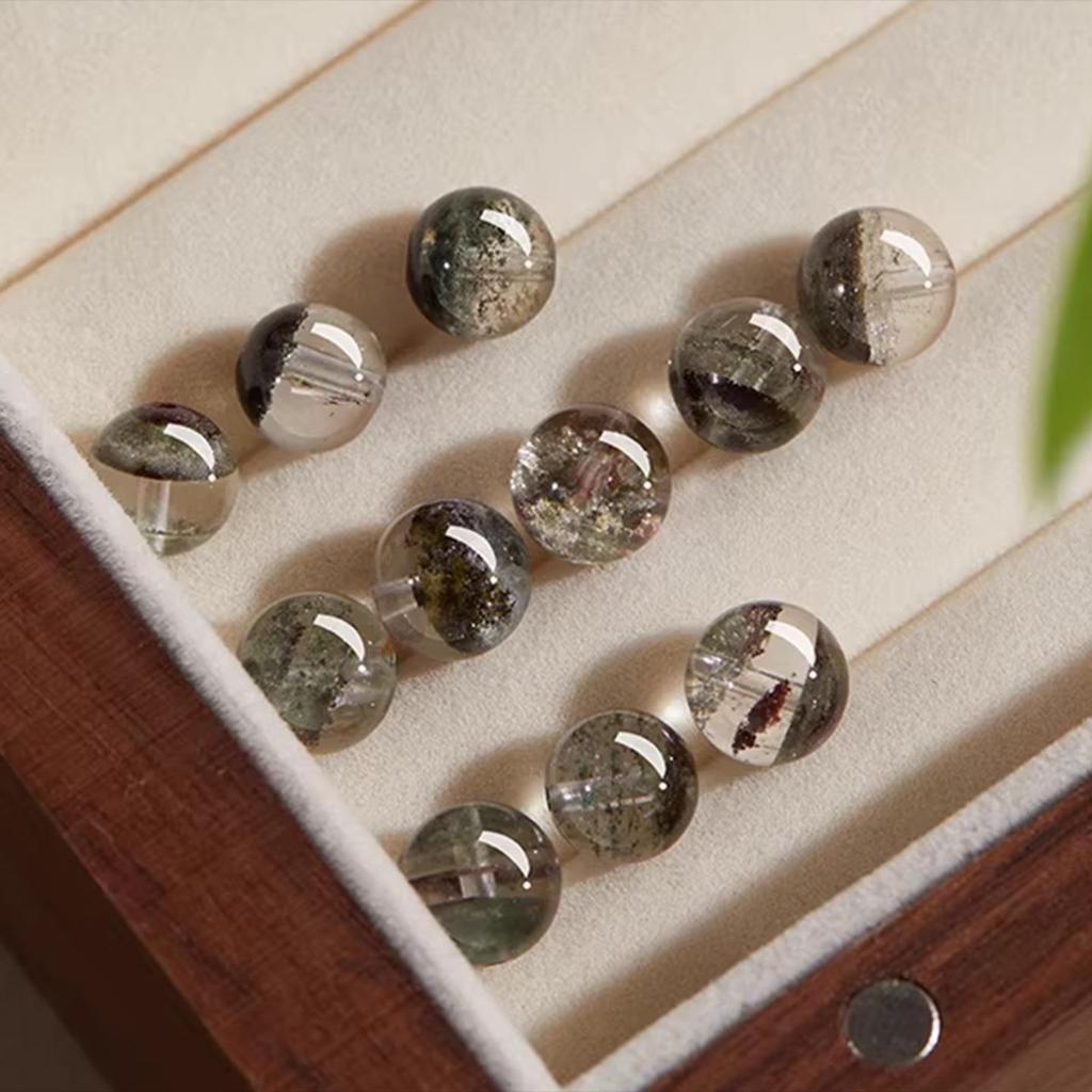 Runde Erdbeerquarz-Perlen für DIY-Armbänder - Echte Kristall-Schmuckzubehör