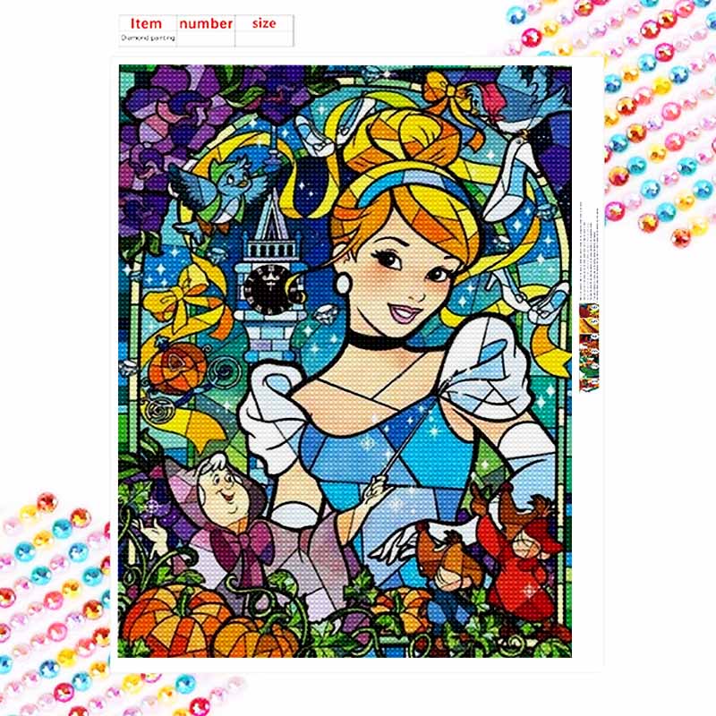 Disney Diamond Painting 5D Handmade DIY Cinderella Diamond Stickers Home Room Decorations Gifts