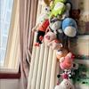 Braided Twine Wall Mounted Toy Storage Bag with Mesh Pocket Kids Bedroom Decor DIY Home Organization Plush Toy Bag Wall Decor