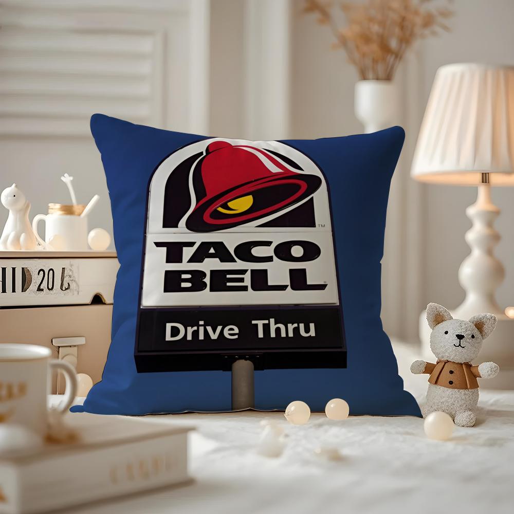 Taco Bell Cushion Cover Anti-dustmite Pillowcase Invisible Zipper Silky Short Plush Sofa Cushion Cover