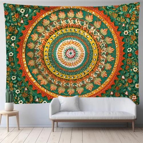 Mandala zielona sztuka tkanina wisząca sypialnia salon tkanina tło do druku dekoracja domu ściana salonu gobelin