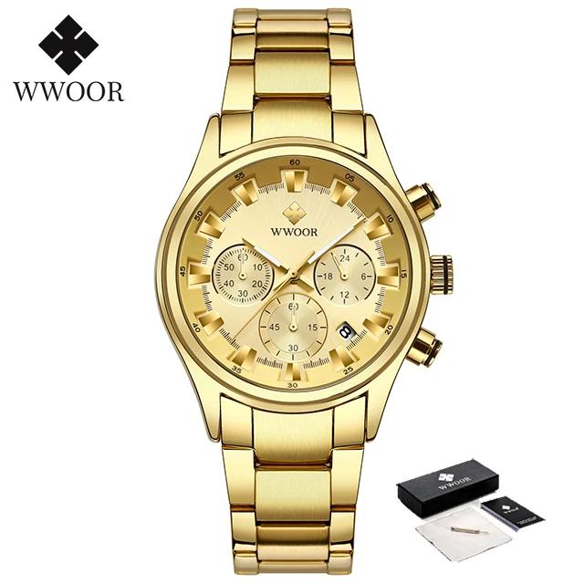 WWOOR Luxury Military Watch for Men Waterproof Luminous Date Chronograph Man Watch Sport Quartz Stainless Steel Men's Watches