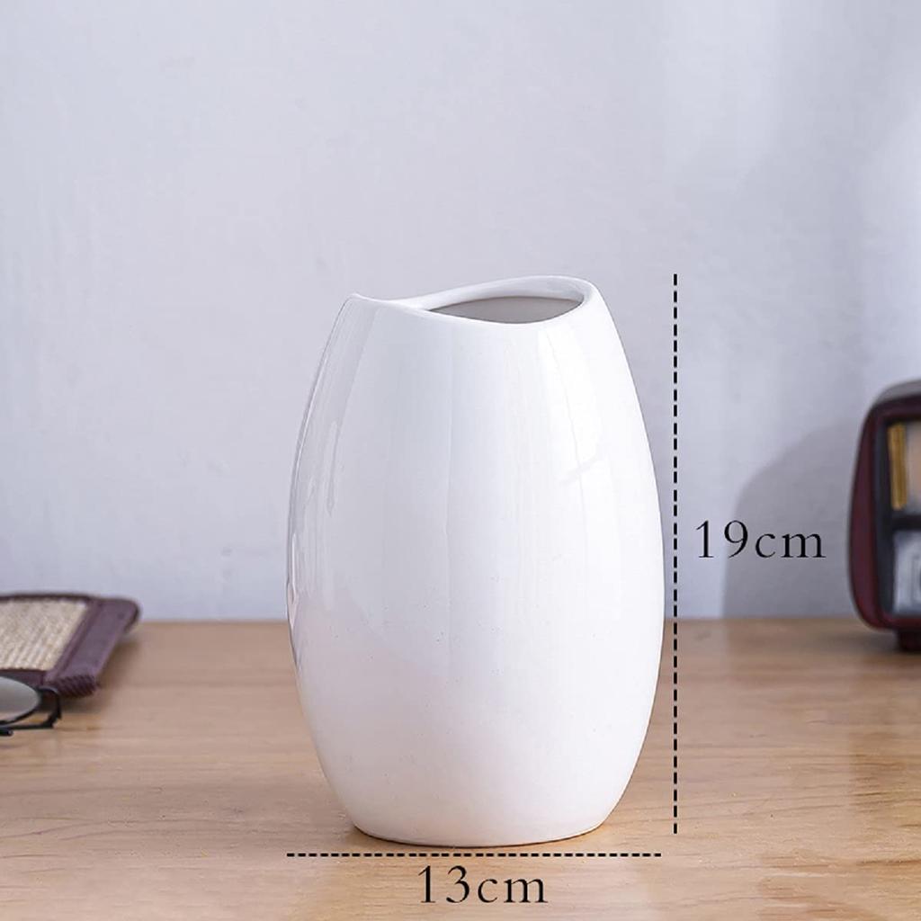 White Ceramic Vase Flower Base White Large 20cm Vase Nordic Ceramic Stylish Flower Arrangement Interior Home Decoration Present Gift