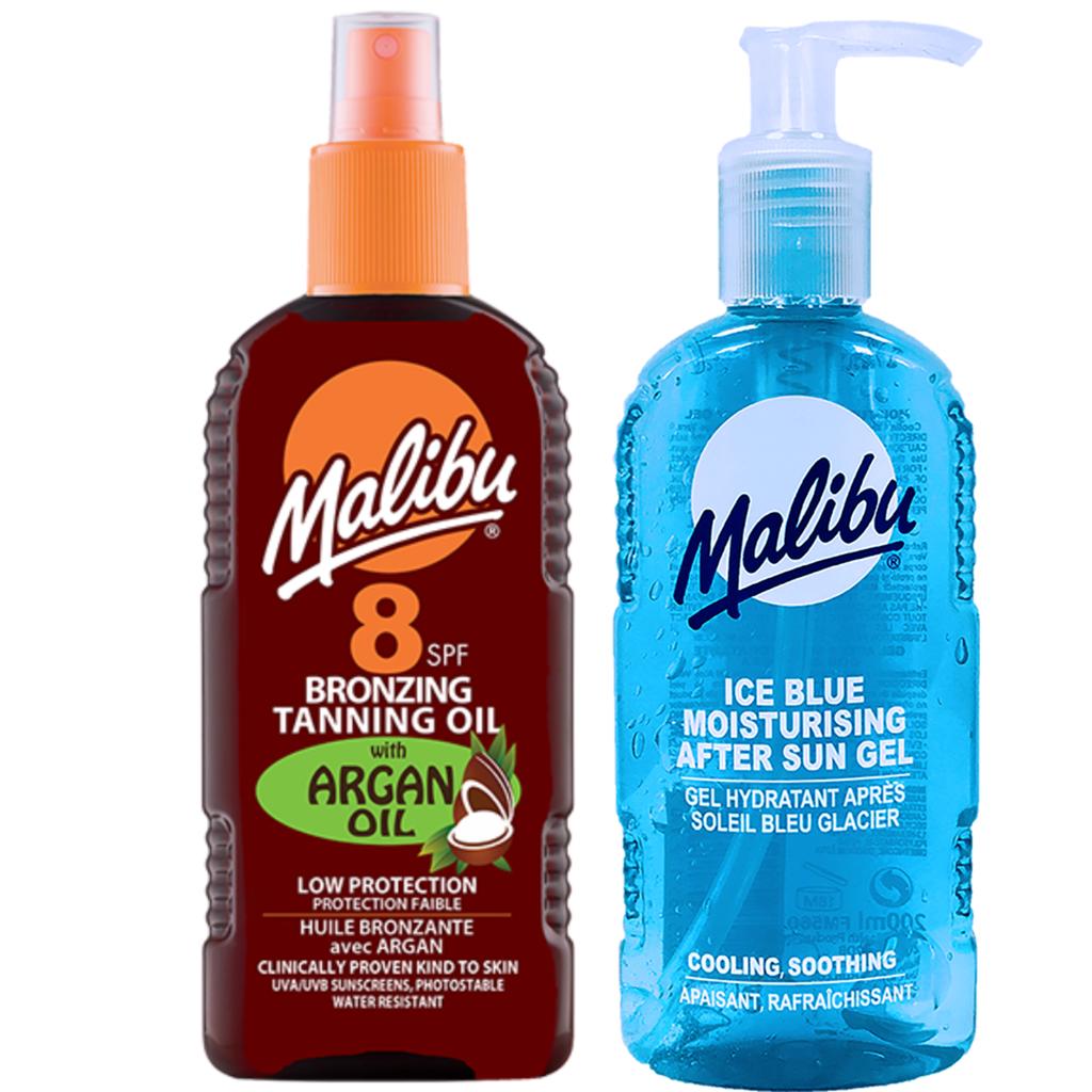 Malibu Tanning Oil with Argan Oil SPF8 200ml + After Sun Gel 200ml