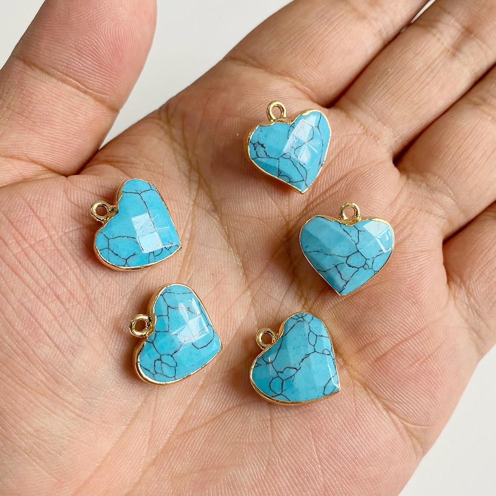 Natural Amethysts Lapis Crystal Stone Peach Heart Pendant 15X17MM Necklace Earring Jewelry Accessories Wholesale For Handmade 1pc