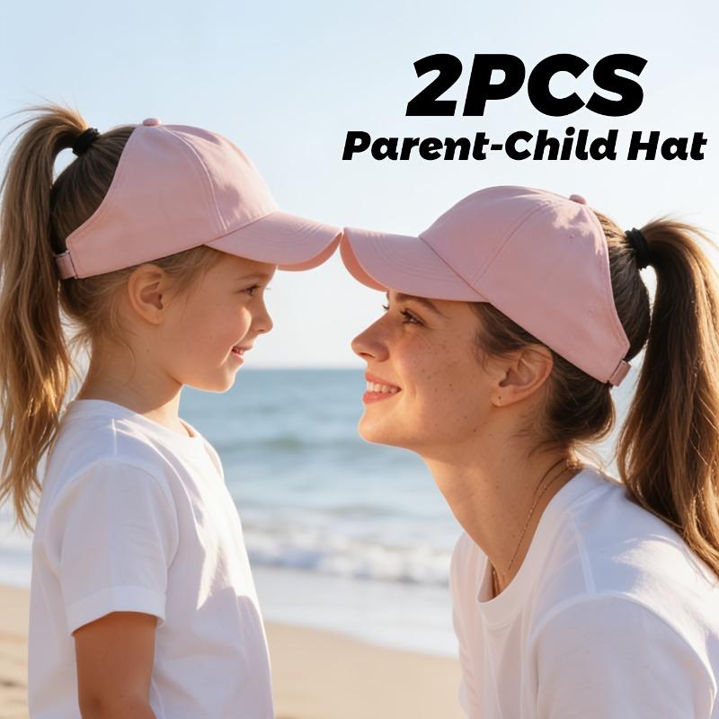

2Pcs Parent-Child Ponytail Baseball Caps - Matching Summer Sun Hats for Mom and Kids 2pieces pack
