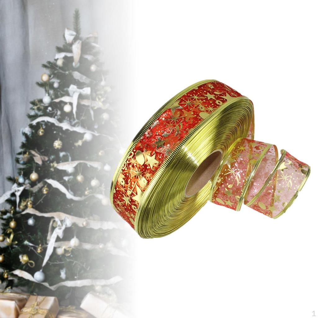 Julebånd Slitesterkt Med ståltråd Glitter Dekorativt Gaveinnpakning Julebånd for DIY
