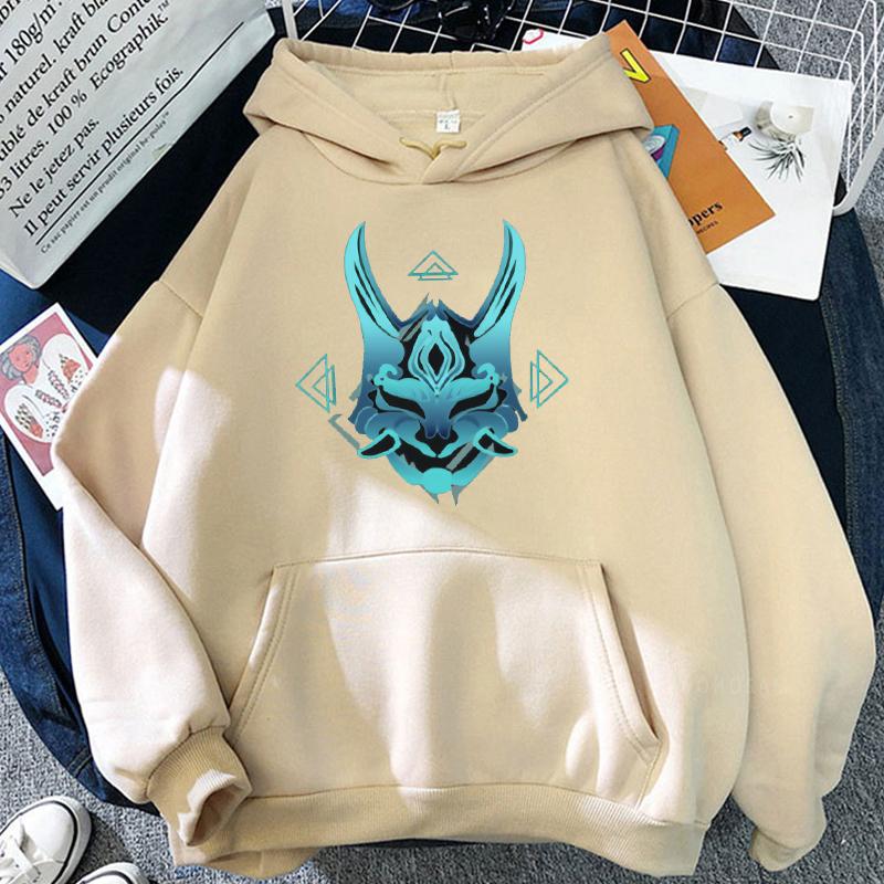 Genshin Impact Hoodies Harajuku Ästhetik Xiao Maske Fangs Grafik Streetwear Langarm Männer Winter Warme Patchwork Sweatshirts