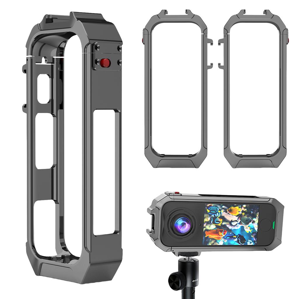For Insta360 X4 Air Metal Frame Shockproof Protective Rabbit Cage Expansion Case with 1/4 Threads Cold Shoe Mount Accessories