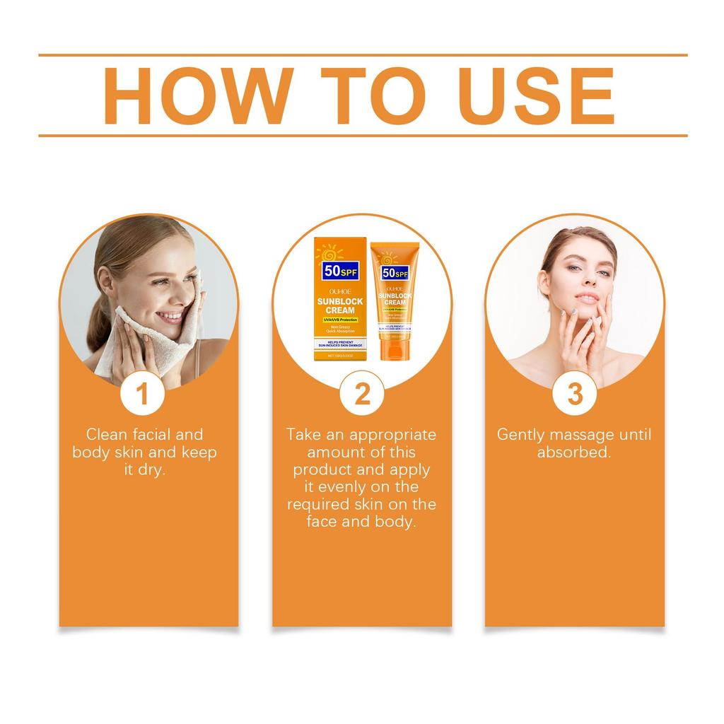 OUHOE cares for the skin, isolates exposure, gentle protection, refreshing, moisturizing and moisturizing sunscreen