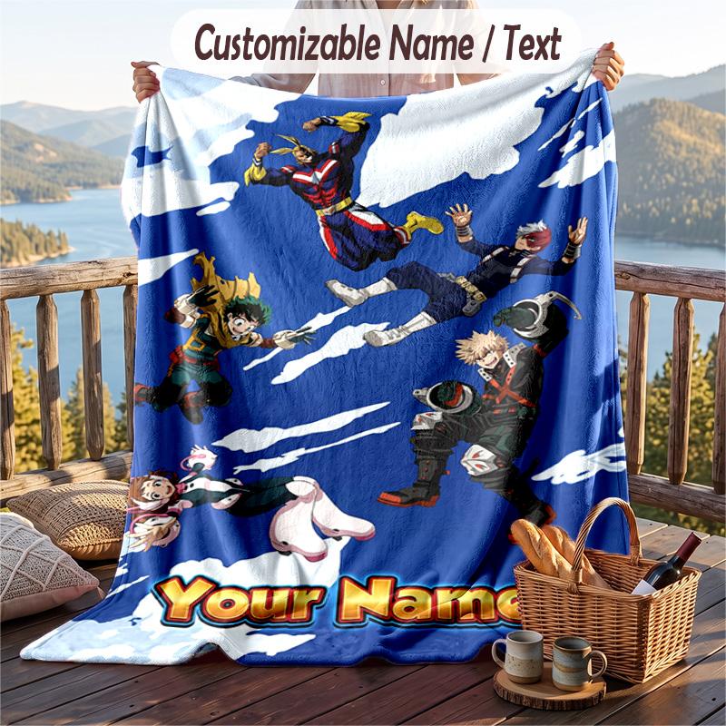 Personalized Flannel Throw Blanket,My Hero Academia Custom Printed Name, Cozy Plush Blanket For Home Use