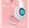 N28 Bluetooth Cat Ear Headphones for Girls - Pink, Luminous, Wireless, Colorful Lights