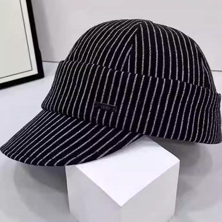 The Hat Shows a Small Face, Suitable for Square and Round Faces, Casual White Striped Peaked Cap, Women's Comfortable Pure Cotton 