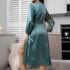 Suspender Women's Four-season Loungewear Lace-up Nightgown Nightdress Two-piece Set, Thin Outer Wear Medium and Long Pajama Set