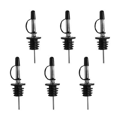 Liquor Pour Spouts with Dust Cap Set of 6 Stainless Steel Leak Proof Oil Dispenser Bottle Pourers For Home Kitchens Bar