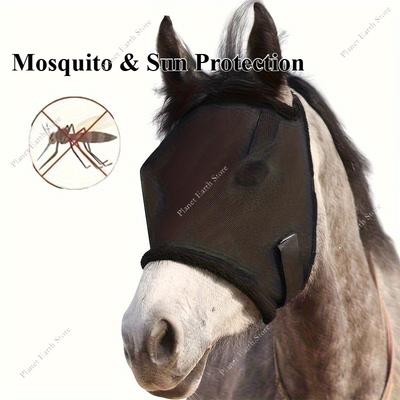 Anti Mosquito Horse Anti Fly Mesh Mask Ear Masks Protector Flying Mask Horse Riding Equestrian Equipment