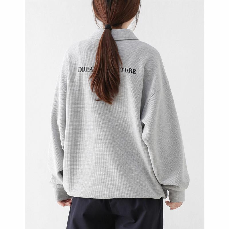 Retro Loose Fit Long Sleeve Polo Sweatshirt - French Influencer Style