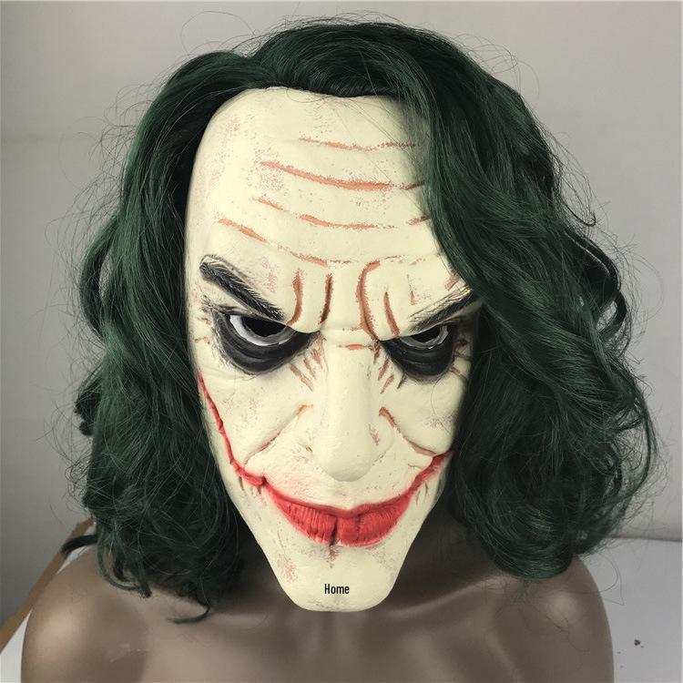 Green-Haired Joker Clown Mask - Halloween Dark Knight Costume Prop