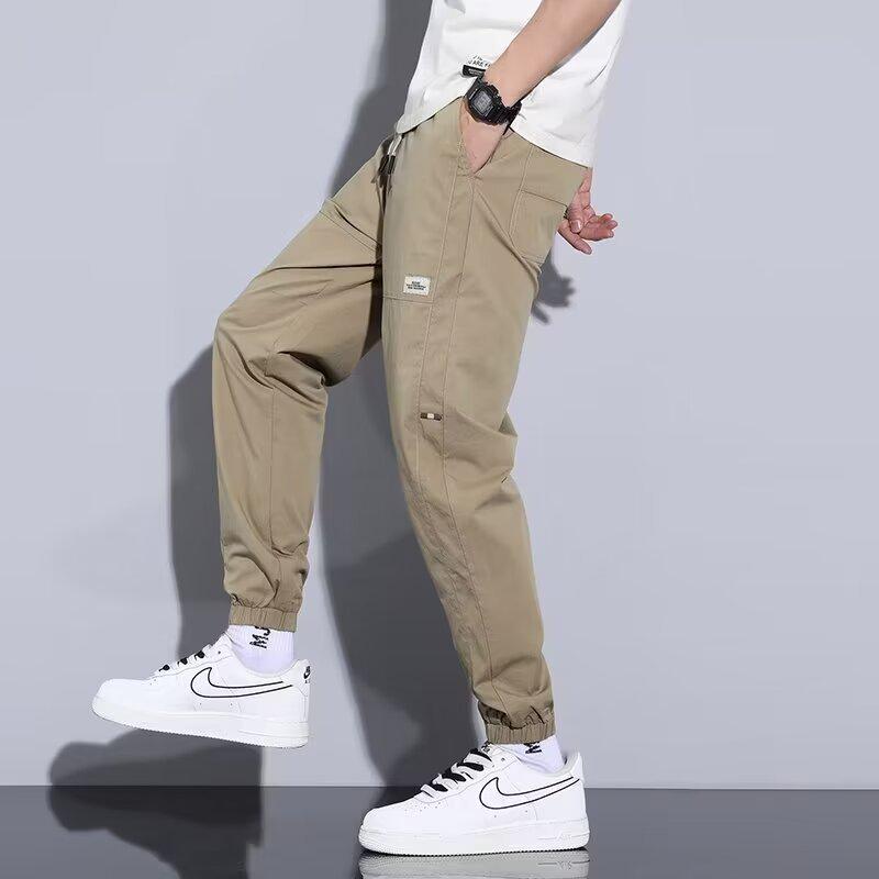 20264 Men's Korean Retro Work Pants - Spring/Autumn, Loose Straight Leg, Trendy Casual Joggers