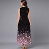 Women Plus Size Sleeveless Crew Neck Dress Exuberant Floral Pattern Loose Calf Length Dress