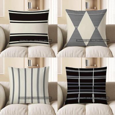 Home Decor Modern Black And White Striped Throw Pillow Pattern Cushion Cover Suitable For Sofa Bedroom Car Pillow Cover
