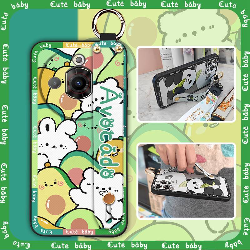 Ring Back Cover Phone Case For ZTE Nubia Focus Pro 5G Phone Holder Wrist Strap Silicone Shockproof Durable Anti-dust