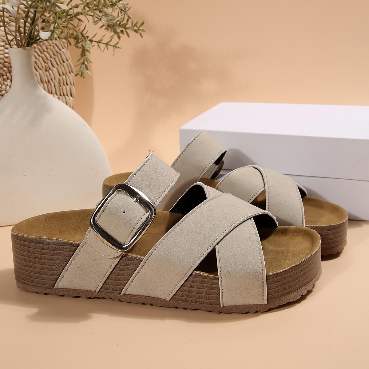 

мода 2024 Лето Новые женские тапочки сандалии на плоской подошве повседневные пляжные туфли на плоской подошве 42 хаки