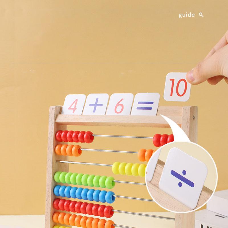 Classic Wooden Educational  Math 10-Row Counting Toy 100 Beads With Counting Sticks Number Alphabet Card Preschool Math Learning