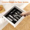 6-Grids Drawer Organiser with Lid, Plastic Small Cutlery Tray for Kitchen Drawer
