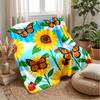 Sunflower Butterfly Fantasy Theme blanket Lightweight Warm Flannel Blanket Decorative Throw Blanket for Home Decoration