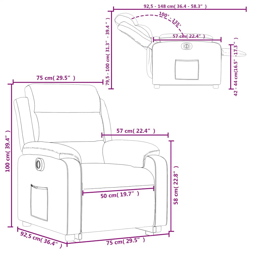 Recliner Chair with Lift Assist Electric Brown Faux Leather