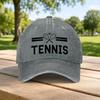 Classic Tennis Sports Pattern Washed Baseball Cap Unisex Casual Dad Hat Retro Streetwear