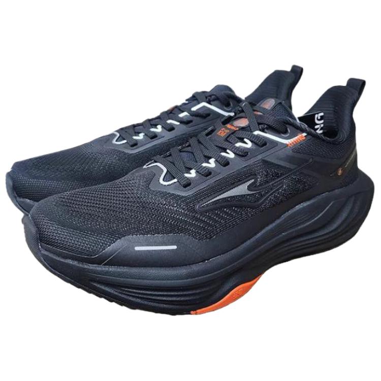 Erke Simple Comfortable Shock Absorbing Breathable Lightweight Low Top Running Shoes Men sneaker Black 11125303046-012