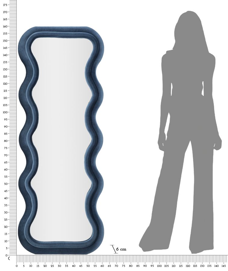Wall Mirror Emily Blue Velvet Cm 60X6X160