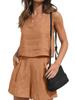 New Women's Outwear Set Linen Shorts Sleeveless Top Vest