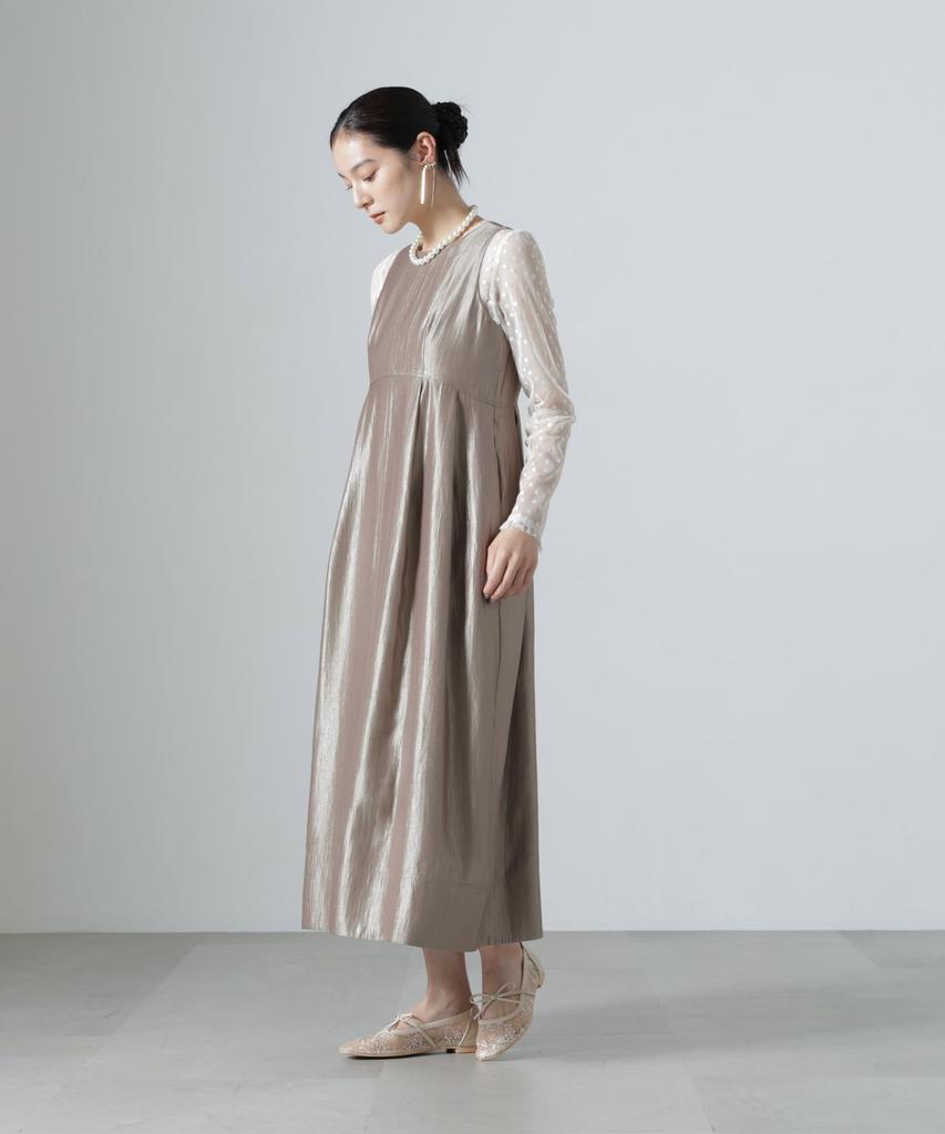 Shiny Tuck Size 040 [Nano Universe] Dress, Women's, M, Beige, 669-6219309