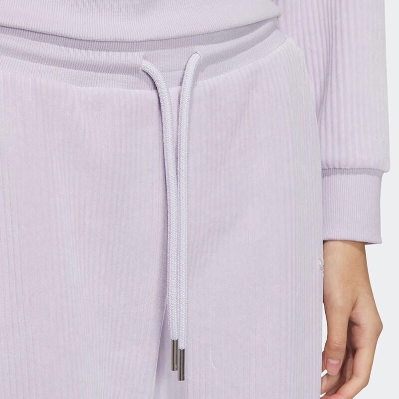 Adidas Originals Solid Logo Embroidered Drawstring Casual Sports Pants Women Pants Light-Purple HY7271