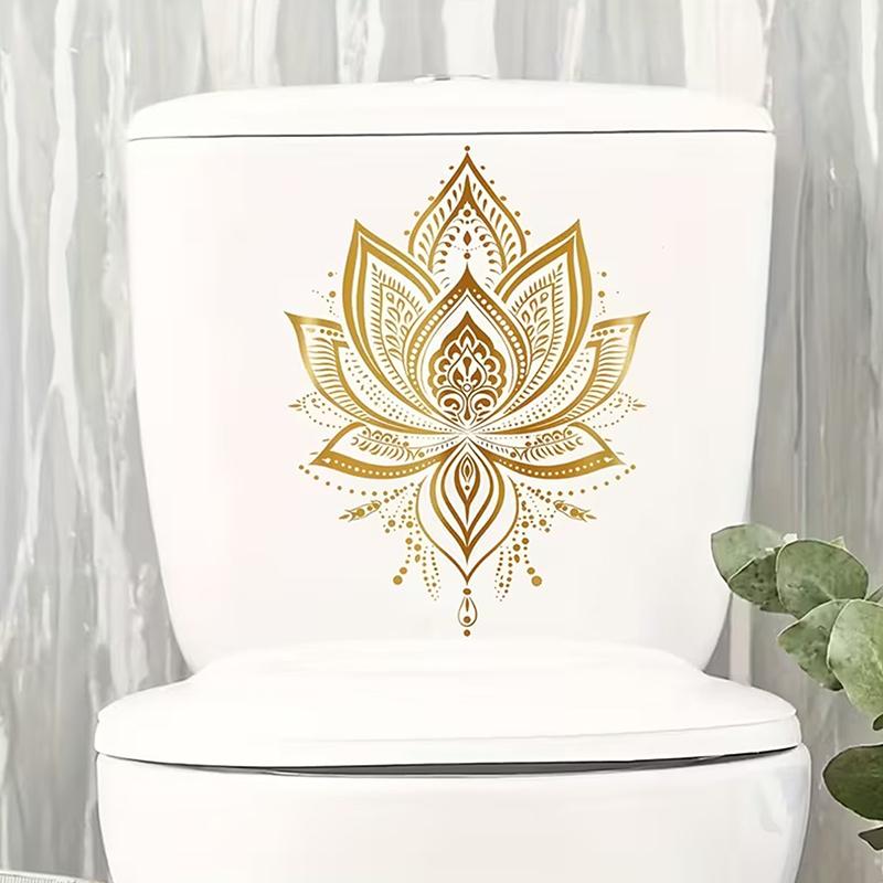 Goldener Lotus Toilettenaufkleber Zen-Stil Lotus Dekoration Selbstklebend Abnehmbar Ästhetischer Badezimmeraufkleber Wandaufkleber Heimdekoration