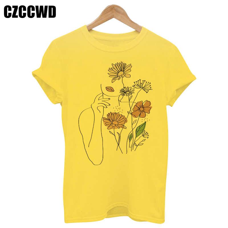 Flowers Face Abstract Simple Women Tshirt High Elasticity Casual Funny T Shirt Gift For Lady Yong Girl Top Tee Drop Ship Tshirt