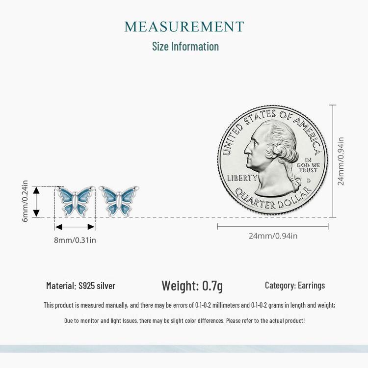 Avle Blue Butterfly Earrings: Versatile S925 Sterling Silver, Platinum-Plated