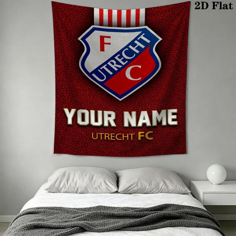 Custom Name FC Utrecht Wall Tapestry Aesthetic Wall Hanging Printed Fabric Blanket Decorative Tapestries for Bedroom Living Room Home Decor