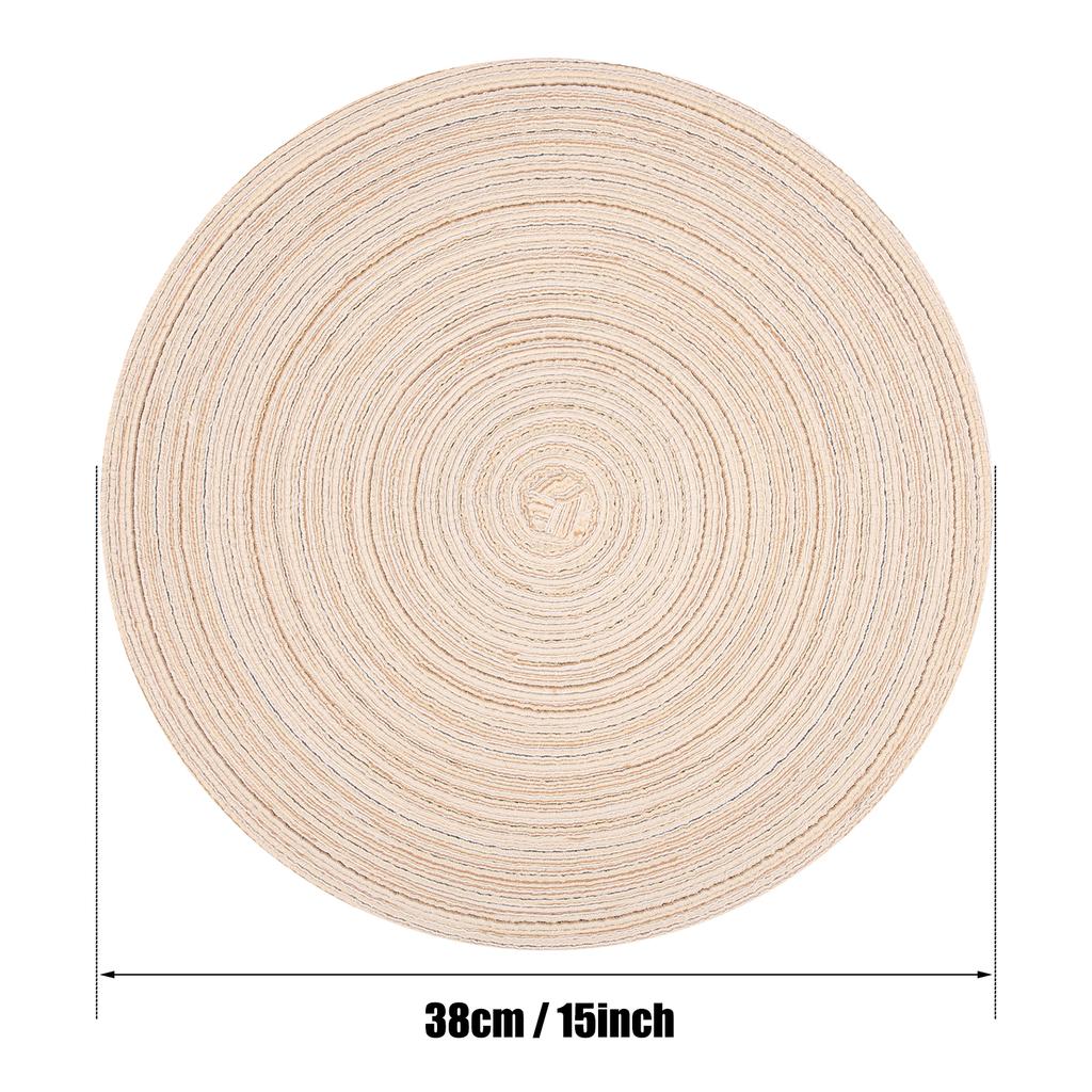 Set of 6 36cm/38cm Ramie Round Table Mat Braided Placemats Washable Non-Slip Kitchen Dining Tableware Bowl Pads Cup Coasters