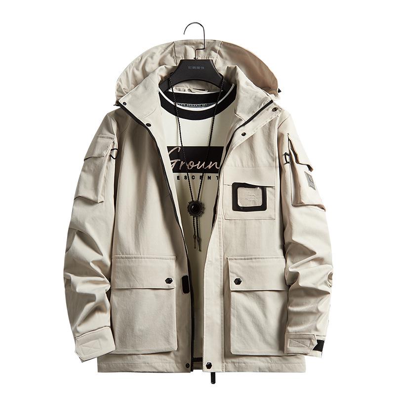 Youth Yellow Japanese Cotton Windbreaker with Flap Pockets - Spring & Autumn Loose Fit Jacket