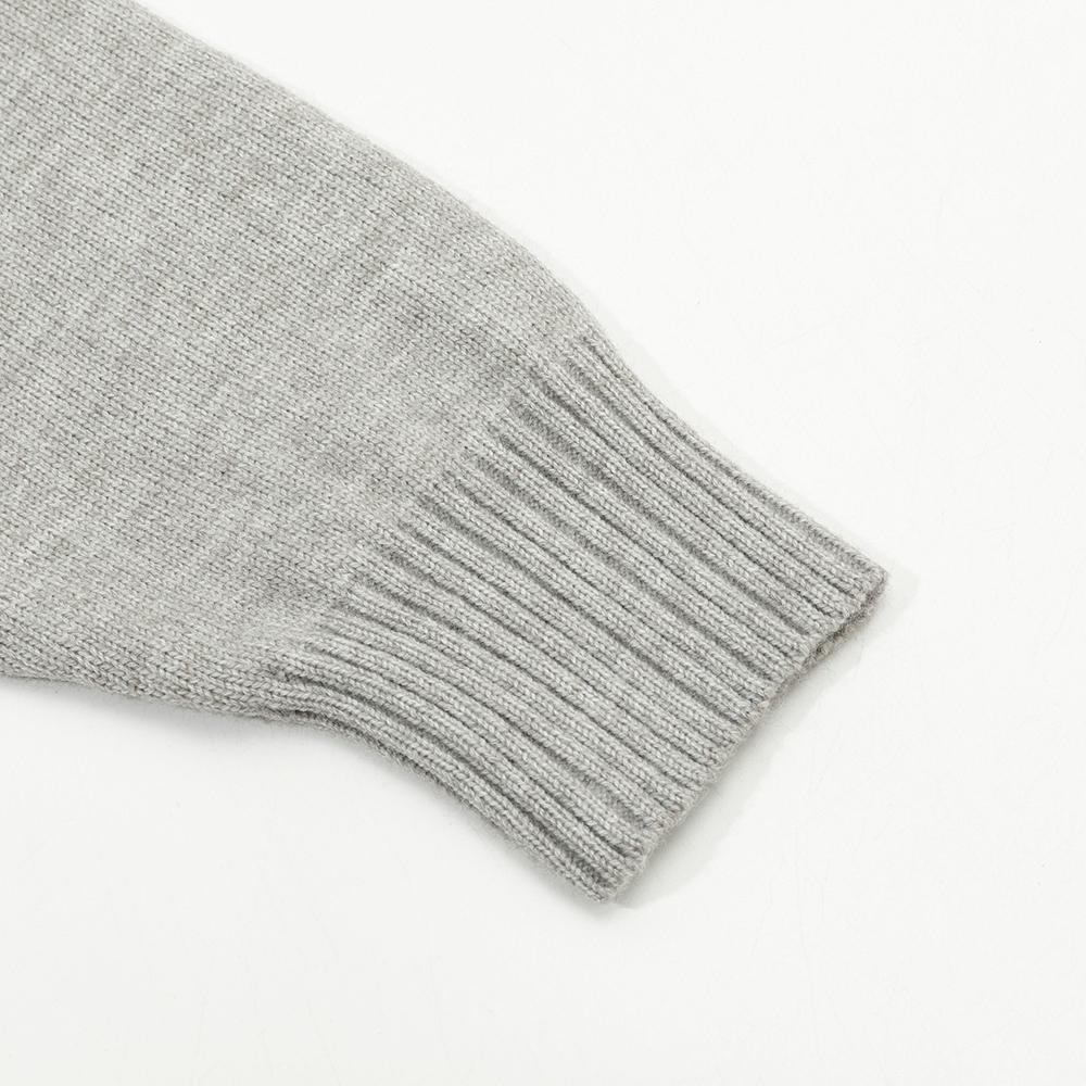 AMI White Heart-shaped Jacquard Alpaca Wool Blended Loose Sweater Polo Collar Men Pullover Sweater