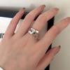Korea S925 Sterling Silver Women's Vintage Open Band Ring - Simple, Light Luxury, Heavy Industry Design