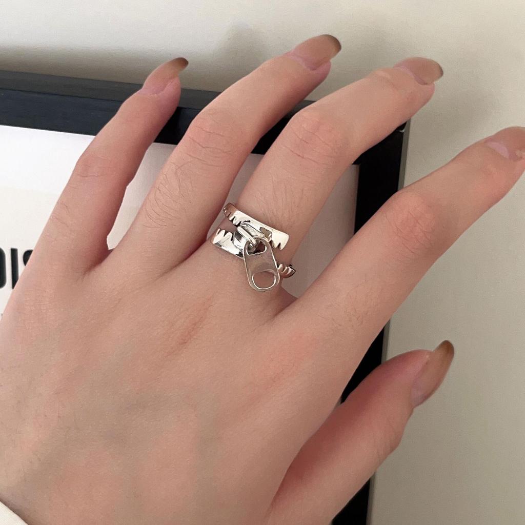 Korea S925 Sterling Silver Women's Vintage Open Band Ring - Simple, Light Luxury, Heavy Industry Design